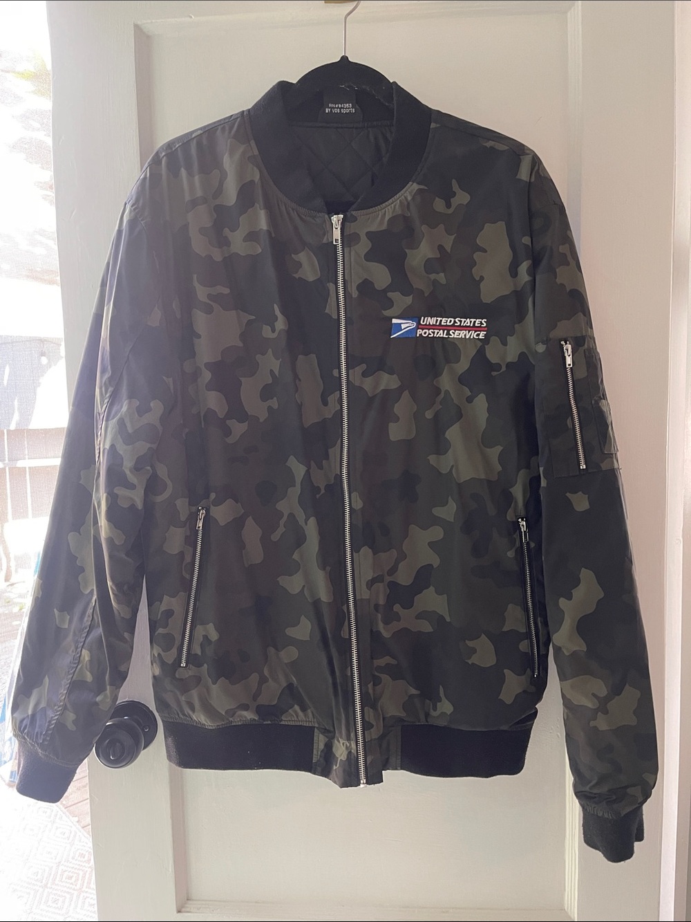 USPS Men's Camo Bomber Jacket - Olive Green